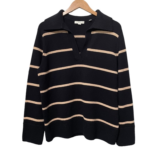 Vince Johnny-Collar Stripe Wool-Cashmere Sweater - Picture 11 of 14